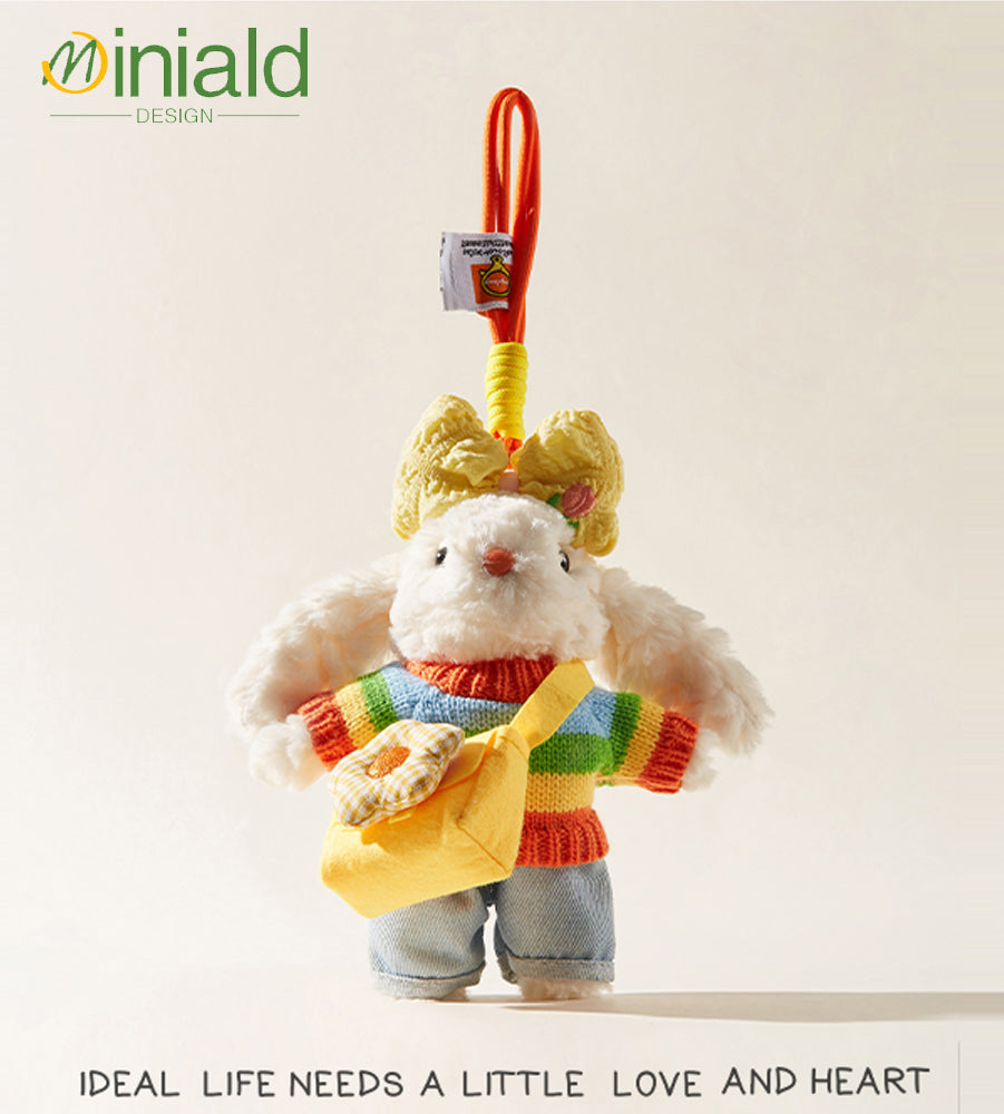 MDESGN Dopamine Ear Bunny Plush Charm Ombré Rainbow Ears × 18cm Palm-Sized × Neuro-Cute Icon