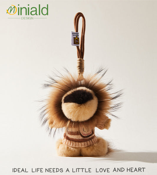 MDESIGN Sweater-Wearing Rex Rabbit Lion Plush Wristlet Charm Double the Charm: Cuddle + Carry in One!