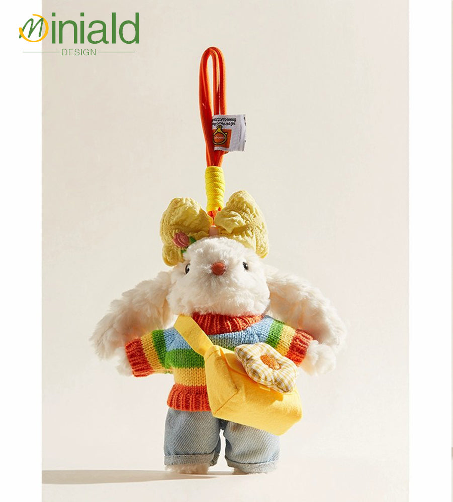 MDESGN Dopamine Ear Bunny Plush Charm Ombré Rainbow Ears × 18cm Palm-Sized × Neuro-Cute Icon