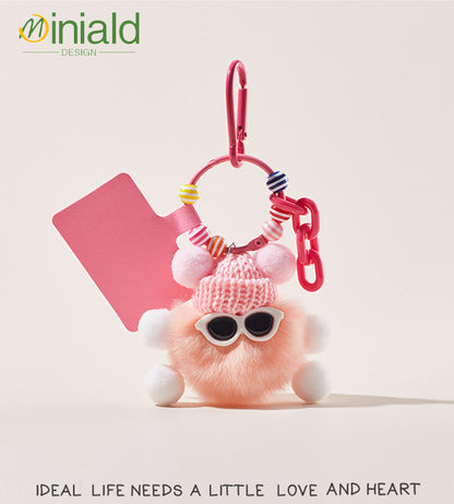 MINIMAL Midnight Plush Keychain Premium Rabbit Fur × Magnetic LOVE Tag × Glow-in-Dark Guardian