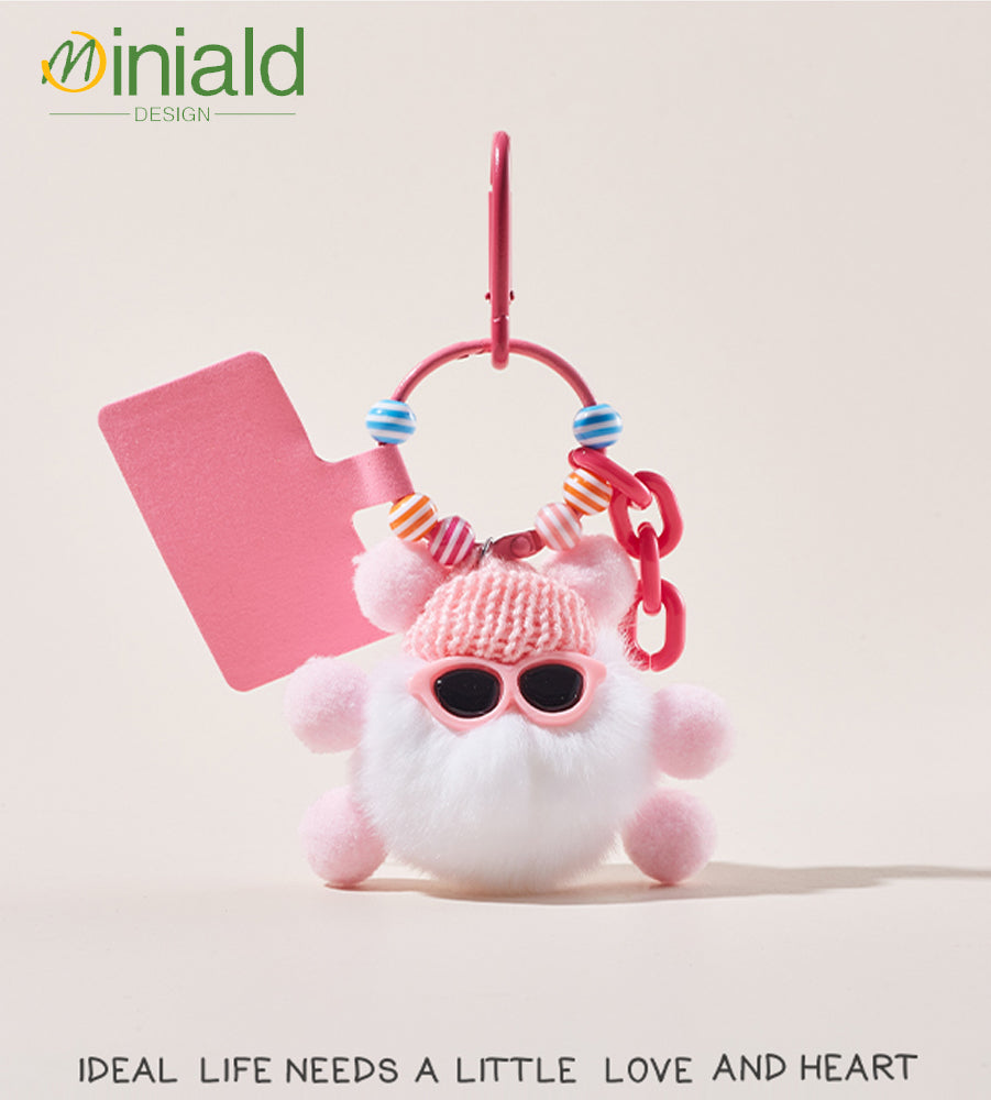 MINIMAL Midnight Plush Keychain Premium Rabbit Fur × Magnetic LOVE Tag × Glow-in-Dark Guardian