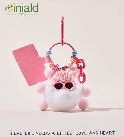 MINIMAL Midnight Plush Keychain Premium Rabbit Fur × Magnetic LOVE Tag × Glow-in-Dark Guardian