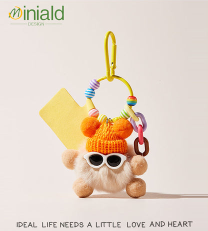 MINIMAL Midnight Plush Keychain Premium Rabbit Fur × Magnetic LOVE Tag × Glow-in-Dark Guardian